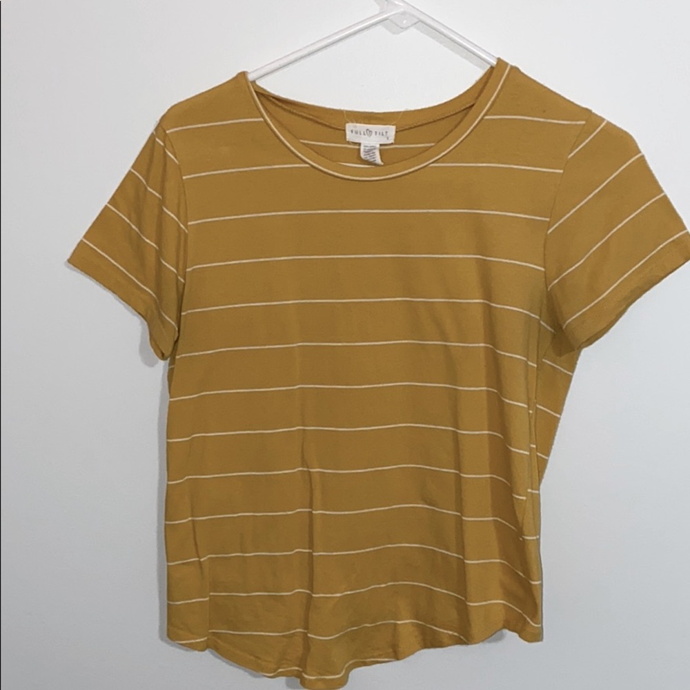 Yellow and white striped tee